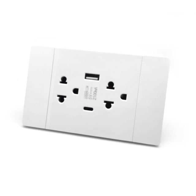 Wenzhou Manufacturer Double 3pin US Universal Outlet Fast Charge Type C Wall Sockets with Usb Ports