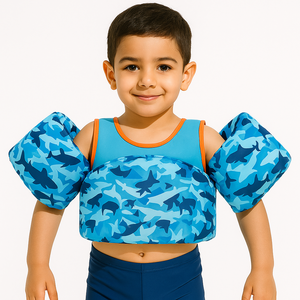 Gilet da bagno personalizzato per bambini in Neoprene con maniche a cartone animato Unisex braccioli per bambini giubbotto di salvataggio per imparare a nuotare equipaggiamento di sicurezza - Product Image 1