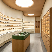 Vitrines d'exposition LED personnalisées pour lunettes, comptoirs de magasin d'optique, stations d'expérience en îlot central de centre commercial et vitrines d'exposition