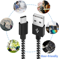 Cable de datos de sincronización Mini de nylon trenzado USB tipo C en stock