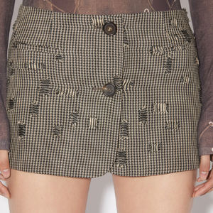 Jupe courte à carreaux taille haute double boucle portée design couleur classique élégant style unique 2024 printemps éclaté - Product Image 5