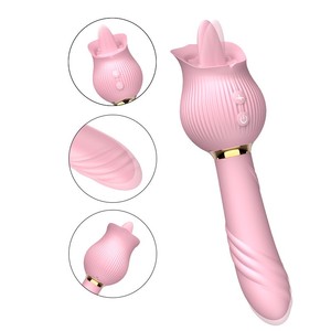 Vibromasseur en forme de rose avec ventouse et fonction de léchage pour stimulation clitoridienne et du point G chez la femme - Product Image 4