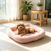 Coussin pour animaux de compagnie avec oreiller intégré pour chiot, idéal pour le sommeil enroulé, tapis pour chat pour transporteur/cage, écologique, motif uni, taille M