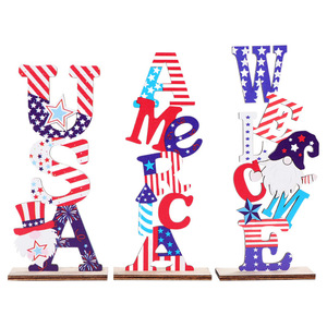 Décoration de table en bois pour le 4 juillet, lettres goblin en contreplaqué, thème Fête de l'Indépendance américaine - Product Image 5