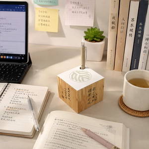 Custom Logo Paper <strong>Notepad</strong> with Pen Holder Sticky Note Memo Cube Block Creative <strong>Desk</strong> Stationery Office School Supplies - Product Image 3