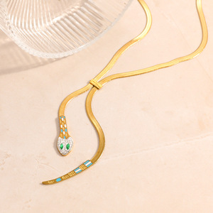 Collar de Serpiente Serpentina Chapado en Oro de 18k, Cadena Ajustable para Clavícula, Diseño Animal, Uso Diario, Regalo - Product Image 2