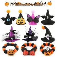 Direkt vom Hersteller: Halloween-Haustier-Zaubererhut mit Verschiedenen Mustern - Kürbis, Geist, Fledermaus - Partydekoration, Einfach zu Tragender Hunde- und Katzen-Cosplay-Hut