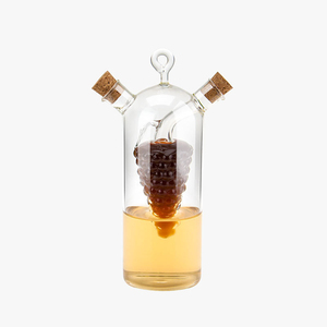 Vente chaude 2-en-1 8oz bouteille de cruet en verre borosilicaté avec grappe de raisin pour huile et vinaigre cuisine verre stockage outils de cuisson - Product Image 1