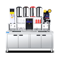 Ensemble complet d'équipement pour salon de thé au lait sur mesure, comptoir de préparation en acier inoxydable, réfrigérateur pour boissons pour salon de thé