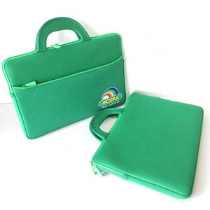 Wholesale Customized Neoprene <b>Laptop</b> Bag Waterproof Shockproof Green <b>Laptop</b> <b>Sleeve</b> With Handle and Side Pocket - Product Image 4