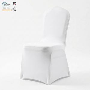 Housse de chaise extensible ignifuge blanche et noire pour hôtel, avec devant en arche, en spandex, pour réunion - Product Image 1