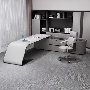 Los muebles de oficina grises de gama alta, los escritorios ejecutivos y los escritorios de trabajo para ejecutivos y gerentes están disponibles en tamaños personalizables - Product Image 3