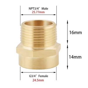 Rosca hembra 3/4 BSPP a conector adaptador macho 3/4 NPT accesorios de tubería de latón - Product Image 5