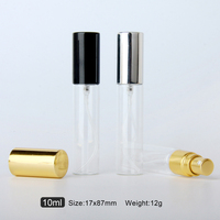 SUMEEAR Flacon de parfum portable mini 10 ml en verre transparent rechargeable avec bouchon pulvérisateur, échantillon, testeur, atomiseur à pompe et diffuseur à bâtonnets