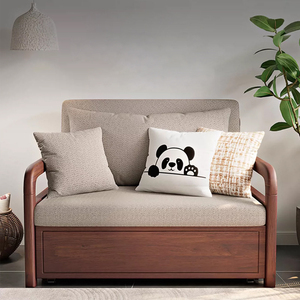 Sofá Cama Plegable de Madera Maciza de Fresno Color Nogal Oscuro, Sofá Cama Ahorrador de Espacio, Diseño Modular Resistente para Dormitorios Pequeños, Reino Unido - Product Image 2