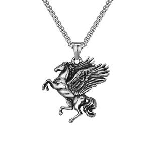 Colgante de Caballo Pegaso Volador con Alas, Collar de Cadena de Caballo Corriendo, Unicornio de Acero Inoxidable para Mujer y Hombre, Bolsa de PP CHRISTIAN, Recuerdo - Product Image 1