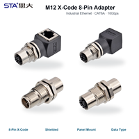 Adaptateur étanche IP67/IP68 M12 femelle 8 broches X-Code vers RJ45, connecteur de données Ethernet industriel CAT6a à montage sur panneau, 90/180 degrés