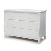Commode en bois minimaliste moderne avec pieds à bords arrondis et poignées rondes, table à langer pour bébé pour chambre à coucher