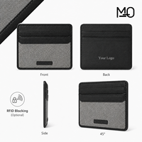 Porte-cartes en cuir bicolore noir et gris avec bordure texturée, panneau avant tissé et fentes incurvées pour la vente en gros et l'approvisionnement OEM