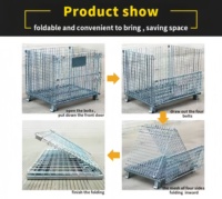 Caisse en acier empilable industrielle robuste, bac en métal pliable, cage de stockage pour entrepôt, conteneur de stockage en acier galvanisé