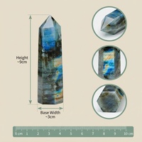 Torre de Cristal de Labradorita Natural con Fuerte Labradorrescencia, Aurora Azul y Destello Dorado, Obelisco