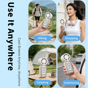 Mini ventilateur pliable 1200mAh 6W - Ventilateur de table pliable à refroidissement par air, ventilateur personnel portable rechargeable - Product Image 6