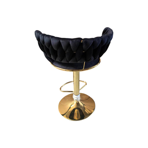 Sillas de Bar Modernas de Lujo con Base de Metal Dorado y Terciopelo Negro, Sillas de Bar para Cafetería, Sillas Altas para Cocina - Product Image 2