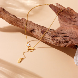 Fashionable Heart Shape Stainless Steel Necklace Gold Plated Pendant OT Buckle Chain Jewelry Gift For Women - Product Image 3