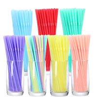 100 pièces/sac Pailles à boire jetables en plastique flexibles, couleurs unies, pailles courbées