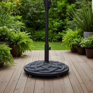Base de parasol de patio ronde en résine résistante à l'eau, mobilier d'extérieur au design contemporain - Product Image 2