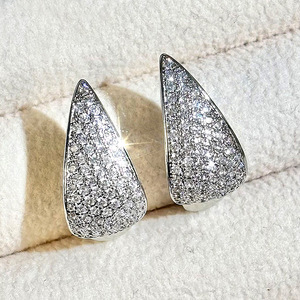Pendientes de Oreja con Forma de Lágrima Brillante para Mujer, Triangulares, Geométricos, Elegantes, Joyería de Moda - Product Image 6
