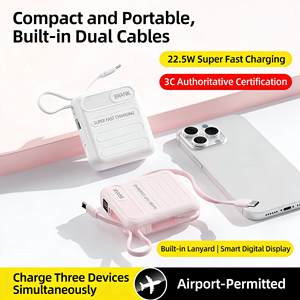 Mini batterie externe 2 en 1 10000mAh Charge rapide Type-C 2 câbles intégrés Chargeur portable <span class=keywords><strong>Gadget</strong></span> technologique Livraison gratuite pour les entreprises - Product Image 2