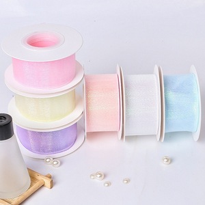 Wholesale Organza Floral <b>Ribbon</b> Custom Solid Color Glitter Fabric <b>Ribbon</b> For Flower Decoration - Product Image 3