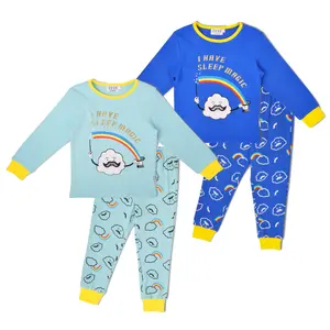 2-10 yıl sihirli çocuk pijamaları bebek erkek giyim baskı uzun kollu pamuklu çocuk pijama çocuk pijama pijama