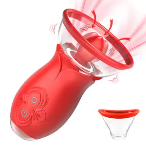 3 in 1 Sucking Licking G Spot Vibrator Dildo Nipple Stimulator Clitoral Personal Massager Adult Rose Sucking Sex Toy for Woman