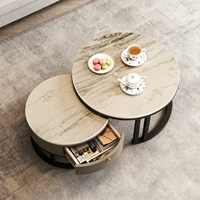Table basse extensible minimaliste moderne en acier inoxydable avec rangement pour petits meubles de salon