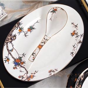 Service de table en porcelaine fine de style européen à motifs de fleurs de grenade, 60 pièces, comprenant bols et assiettes en céramique, vente en gros, carton, offres promotionnelles, bols à dîner - Product Image 4