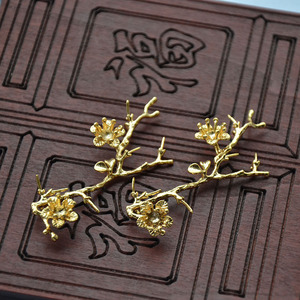 Épingle à cheveux style antique en forme de branche d'arbre et de fleur, 28*60MM, plaqué or et argent, accessoires faits main pour DIY, fourchettes à cheveux de mariage - Product Image 2