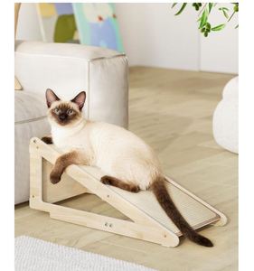 Griffoir pour chat moderne personnalisé pour chats d'intérieur de grande taille 26,4'' Rampe et coussin à gratter en <span class=keywords><strong>sisal</strong></span> Meubles pour chat en bois - Product Image 3