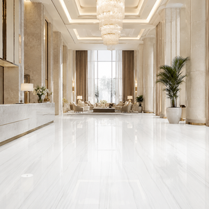 Losa de Piedra Sinterizada con Aspecto de Mármol Blanco Lazawera, Baldosa de Porcelana con Aspecto de Mármol Pulido de 1600 x 3200 x 12 mm para Pared y Suelo - Product Image 5