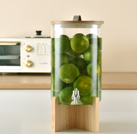 Distributeur de boissons en verre borosilicaté résistant à l'humidité scellé et résistant aux hautes températures avec robinet en ABS pour jus de vin et cola