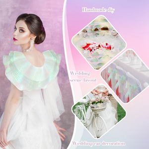 Erkoumi Mais Novo Plissado Chiffon Guarnição Halloween Organza Iridescente Jellyfish <span class=keywords><strong>Ribbon</strong></span> Lace Tecido Guarnição para Cosplay Chapéu Saia Traje - Product Image 3