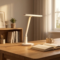 Lampe de bureau LED dimmable 18W avec bras métallique réglable, lumière d'étude moderne pour enfants, protection des yeux et minuterie, lampe de lecture 3 couleurs