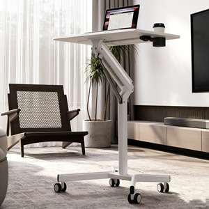 Escritorio Ekintop de altura ajustable, blanco, plegable, con ruedas, para oficina en casa. - Product Image 2