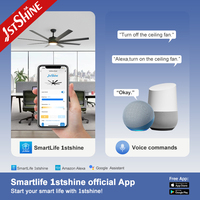 Ventilateur de plafond intelligent 1stshine 64 pouces avec lumière, 8 pales, commande vocale et application, haute efficacité, nouveau modèle d'usine