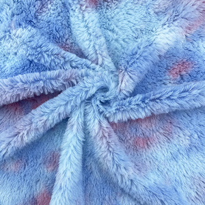 Fábrica Kingcason, venta al por mayor, diseños populares secos, tela de lana de piel sintética de conejo con estampado Tie Dye amigable con la piel cálida para juguetes - Product Image 2