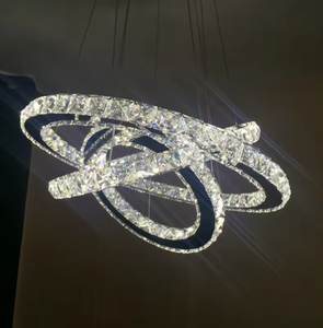 Hanging Lamp Black Modern <b>Large</b> Ring Circle Long Glass Ball Pendant <b>Light</b> Long Stair for Stairways - Product Image 3