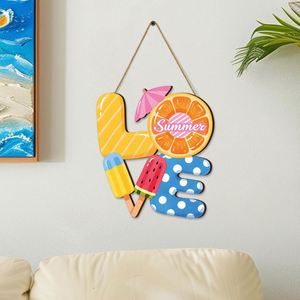 Factory Summer LOVE Wooden <b>Wall</b> Sign, Tropical Popsicle & Orange Decoration, Beach Themed Hanging Plaque for Home <b>Wall</b> Door - Product Image 2