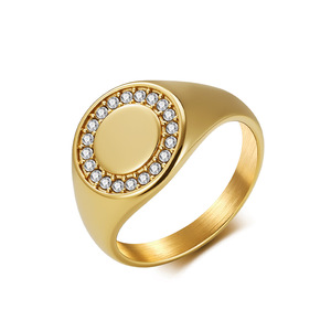 Fashion <b>Rings</b> 18K Gold Plated <b>Titanium</b> Steel Full Diamond Pave Setting Geometric Shape Unisex Gift Jewelry - Product Image 5