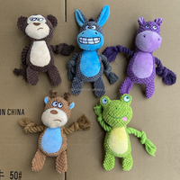 Jouets à mâcher pour chiens en forme de singe, âne, hippocampe, grenouille, jouets en peluche rembourrés pour chiots, jouets couineurs pour animaux de compagnie
